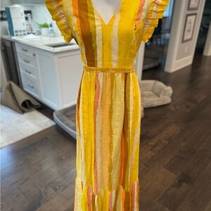Marie Oliver Yellow Ruffled Tiered Sundress